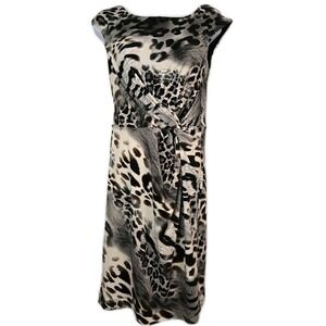 Muse Mixed Animal Print‎ Twist Front Dress Size 2 Gray Black Leopard Tiger NWT